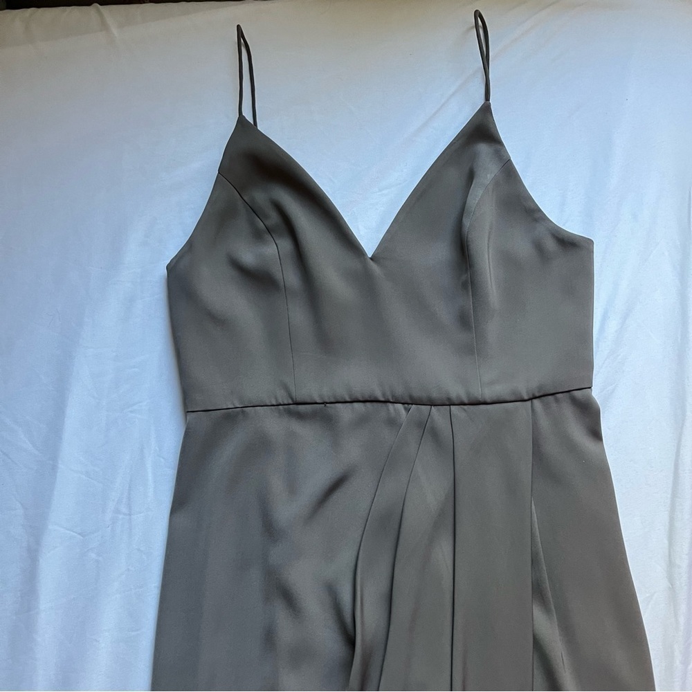 SHONA JOY tan draped pleated‎ front sleeveless midi gown dress - Picture 3 of 6